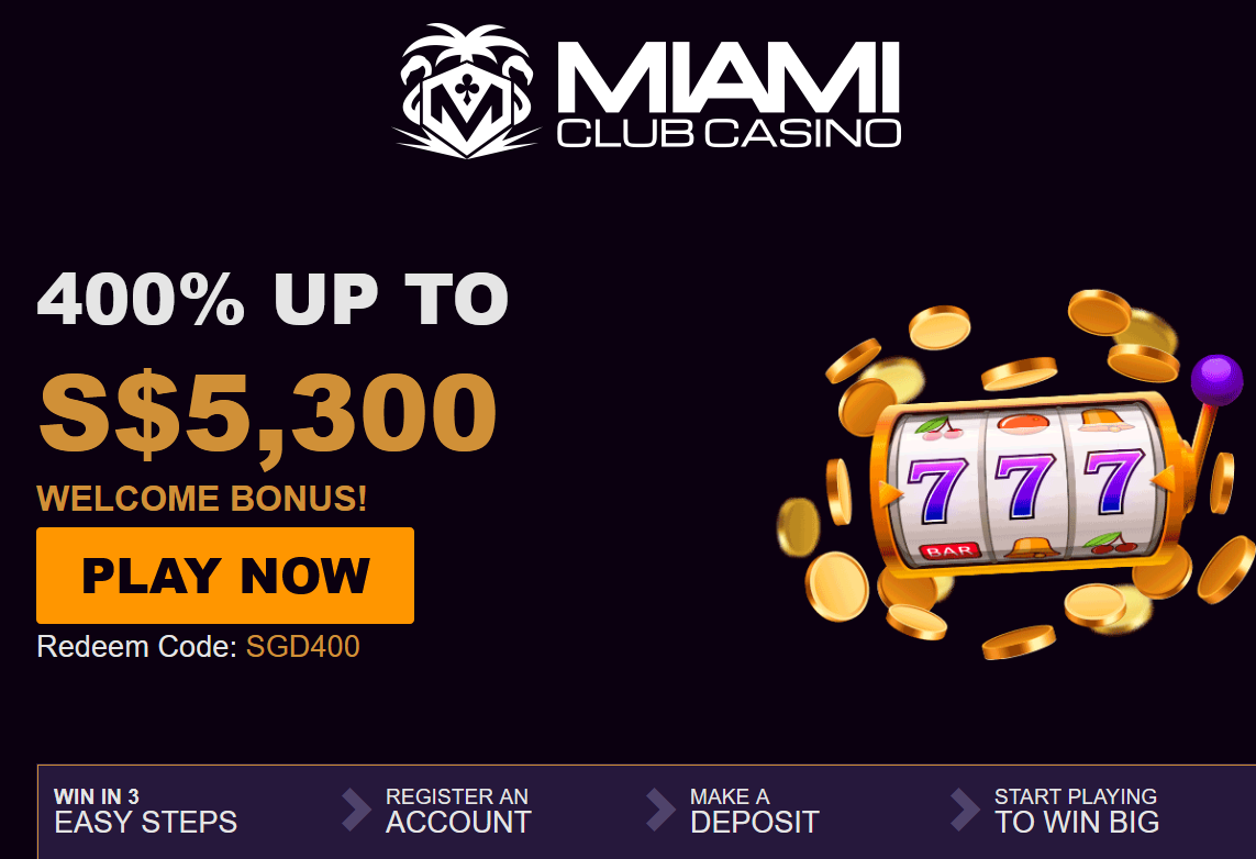 Miami Club Casino - 400% Up to
                                $5300 Welcome Bonus