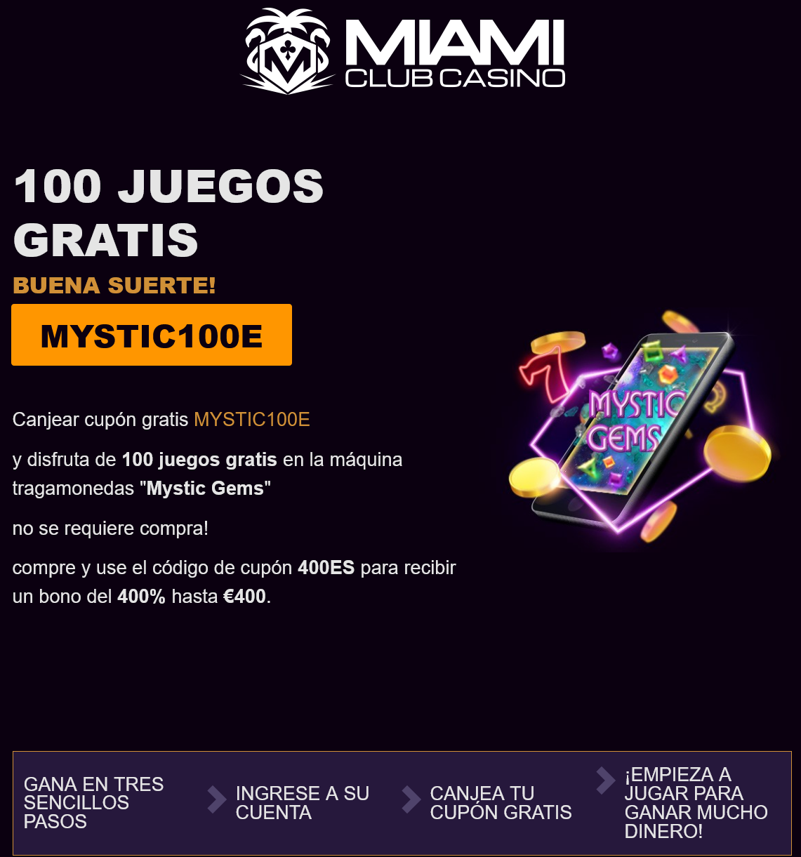 Miami Club
                                100 Free Spins